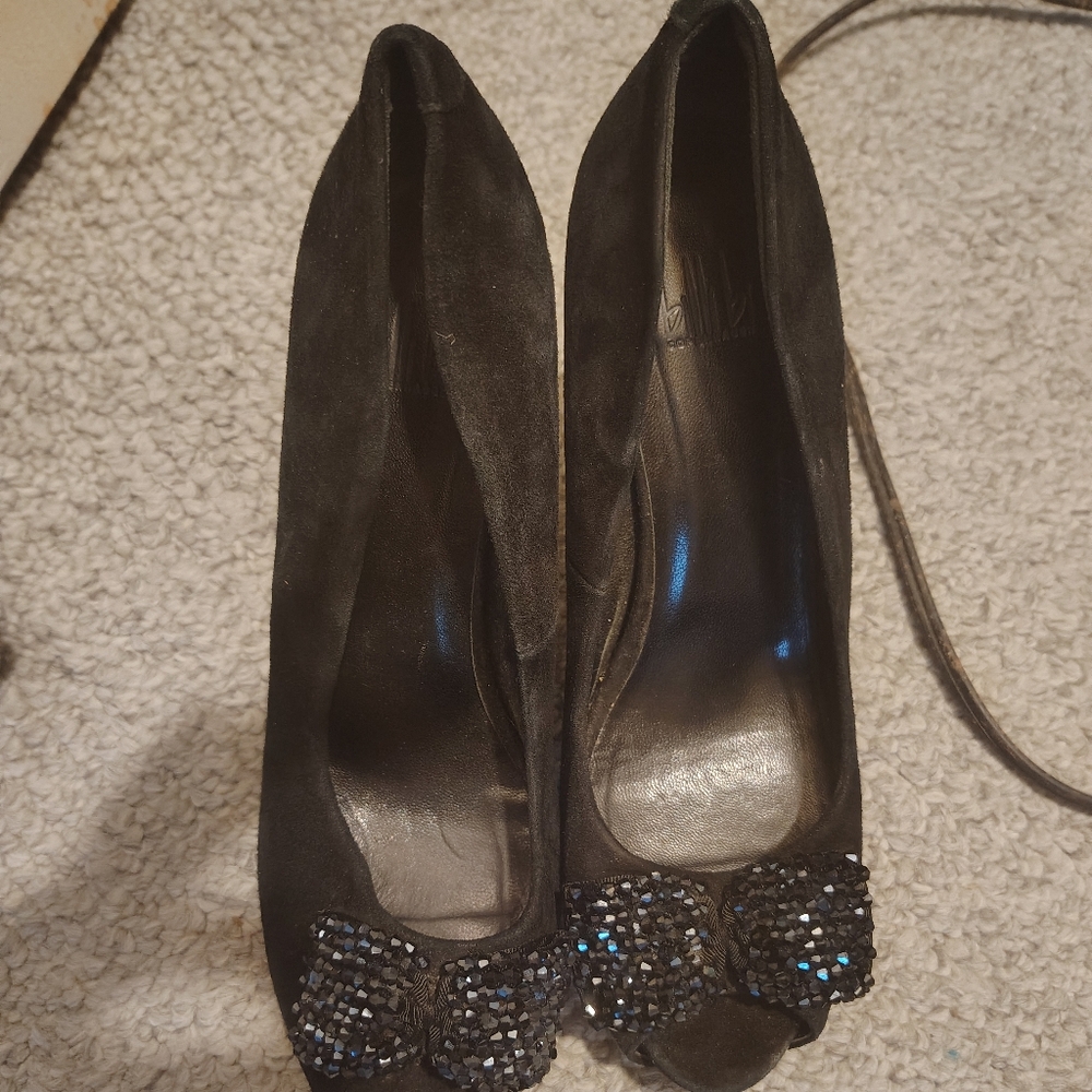 Black Sparkly Embellished Heels